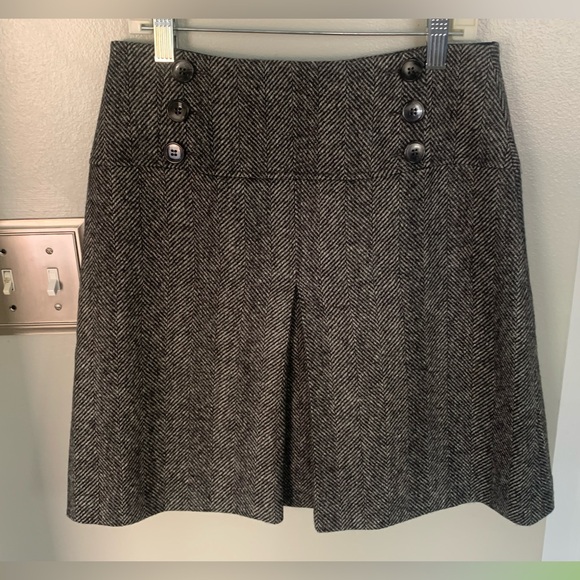 Hobbs London Moon Black White Wool Skirt Classic A-Line Above Knee UK 8 US 4 EUC - Picture 5 of 7